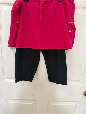 Nike Hot Pink Running Skirt with Black Capri Layer